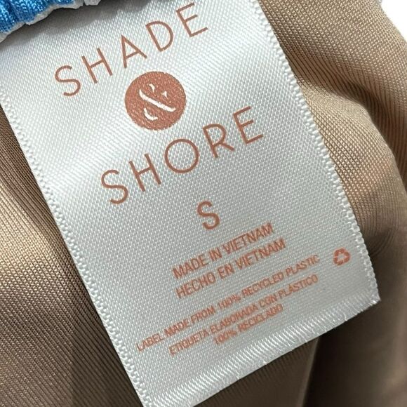 Shade & Shore Blue And White Striped Textured Bikini Bottoms, Size S, NWOT - Picture 3 of 4